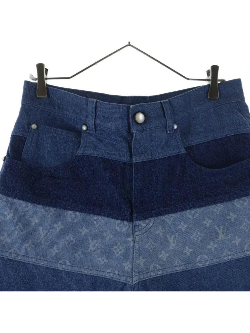 Louis Vuitton Jee Monogram Patchwork Denim Pants Indigo Blue 28